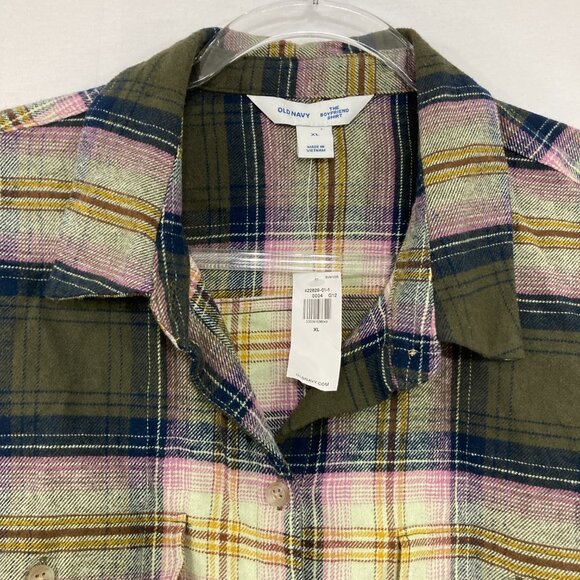 New Old Navy size XL the Boyfriend Shirt Cotton Flannel Relaxed Plaid Button Up - Picture 3 of 11
